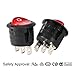 uxcell Red Lamp Backlit On/Off 3 Terminal SPST 2 Position I/O Mini Round Button Toggle Light Rocker Switch AC 250V/10A 125V/12A