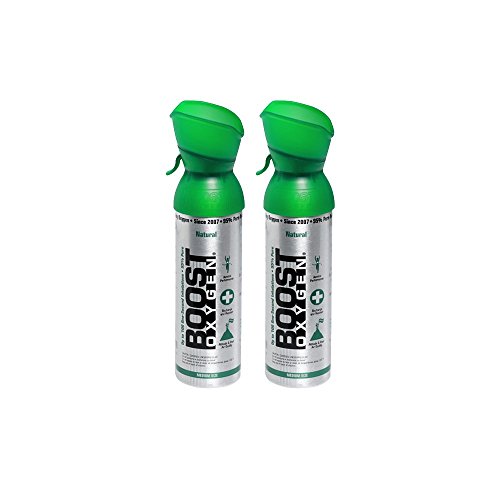 95% Pure Oxygen by Boost Oxygen - Portable Canister of Supplemental Oxygen - Increases Endurance, Recovery and Performance - 5 Liter Canisters - 2 Pack (Natural)