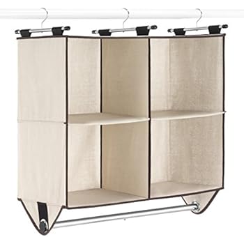 Whitmor 4-Section Closet W/Rod Organizer, Canvas