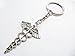Ancient Silver Caduceus Medical Symbol Keychain