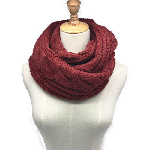 Womens Soft Thick Ribbed Knit Winter Infinity Circle Loop Scarf