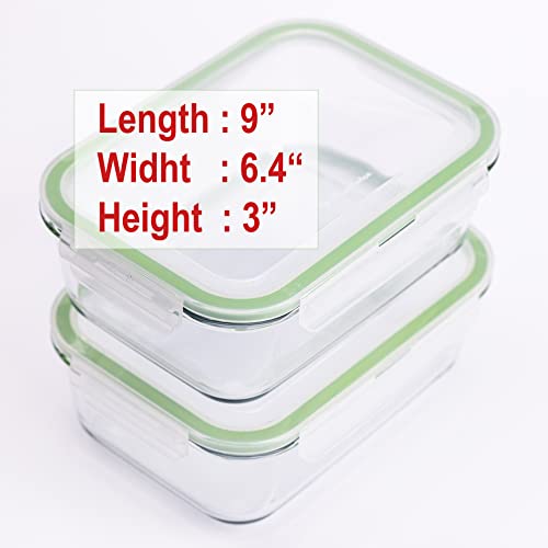 63 Oz 2 Pcs Large Glass Food Storage Containers 8 Cups Family Size Set