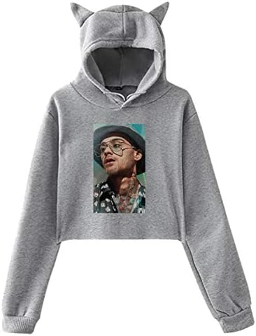 Zayn Malik Sweatshirt Womens Cat Ear Hoodie Cute Casual Pullover Crop Tops Gray