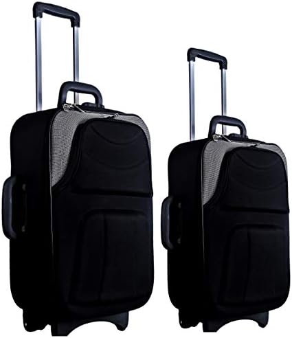 Polyester Set of 2 Black and Grey Softside Trolley\Tourist\Travel Luggage (60 & 50 cm)