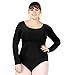 Adult Plus Size Long Sleeve Cotton Leotard,TH5507WBLK2X,Black,2X