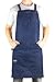 Hudson Durable Goods Professional Grade Chef Apron for Kitchen, BBQ, and Grill - Adjustable Crossback Denim Apron for Men and Women with Pockets, Towel Loop, Quick Release Buckle - 34 x 27 Inch, Blue