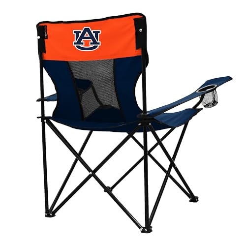 Logo Brands NCAA Auburn Tigers Elite Portable Chair - Premium Outdoor Chair with Cup Holder, Powder-Coated Steel Frame, Lightweight and Portable for Tailgating,and Sporting Events
