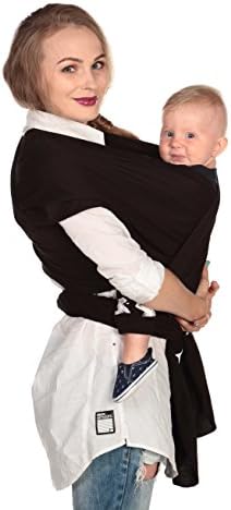 Baby Sling Carrier by AmBaby - Soft and Stretchy Baby Wrap for Newborns, Infants and Toddlers (Black)