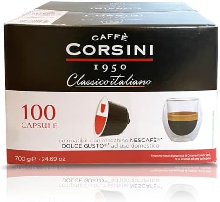 Caffè Corsini - Capsulas Compatibles Dolce Gusto, Clásico Italiano, Sabor Intenso, 100 Cápsulas