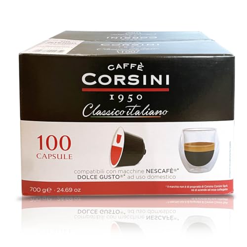Caffè Corsini - Capsulas Compatibles Dolce Gusto, Clásico Italiano, Sabor Intenso, 100 Cápsulas