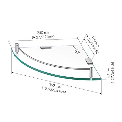 KES Glass Corner Shelf for Bathroom Corner Shower Shelf Tempered Glass