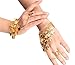 Yozone Gold Gypsy Jewelry Belly Dance Gold Triangle Bracelet Hand Jewelry Ladies Gold Bracelet Ladies Belly Dance Jewelry Coin Bracelet Bracelet with Ring（2 Pieces）