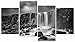 Pyradecor 4 panels Black and White Rocky Waterfall Pictures Paintings on Canvas Wall Art Prints for Wall Decor Living Room Modern Grace Landscape Sea Beach Giclee Canvas Print Artwork Home Decorations