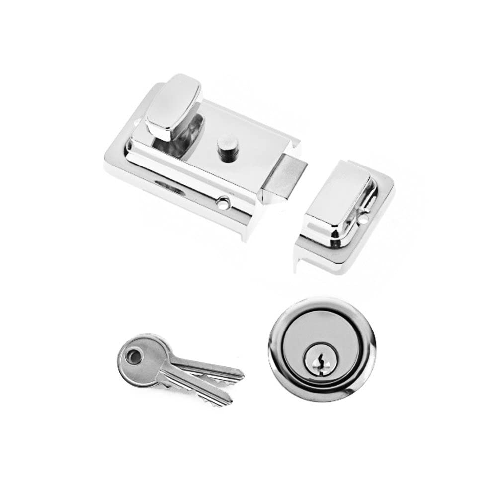 Yale YES-NL-CH Essentials Nightlatch, 60mm backset, Chrome Finish