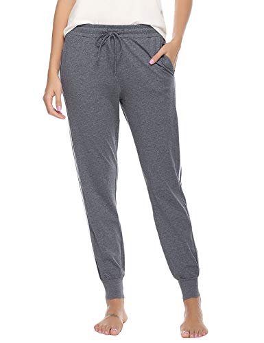 Hawiton Women Active Pants Drawstring Yoga Jogger Workout Sportwear Sweatpants with Pockets (Dark Grey, S)