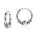 AeraVida Twist Bali Bead 14mm Hoop .925 Silver Earrings | Minimalist Sterling Silver Hoop Earrings | Casual Earrings for Women | Hoop Earrings Set | Gift for Daughter