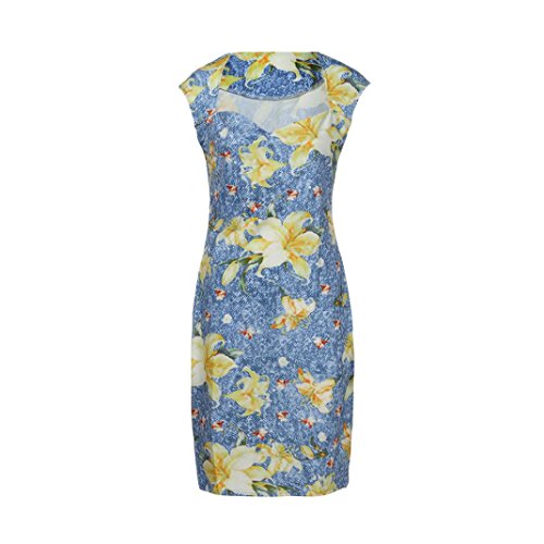 Misaky Lady Dress, Floral Pattern Business Casual Work Party Pencil Dress (S, B_Yellow) - Thumbnail 4