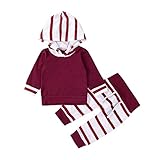 Toddler Infant Baby Girls Long Sleeve Striped Hoodie Tops Sweatsuit Long Pants Outfit Set