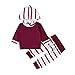Toddler Infant Baby Girls Long Sleeve Striped Hoodie Tops Sweatsuit Long Pants Outfit Set