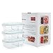 Premium Glass Food Storage Containers- Meal Prep Lunch Box Set- with Locking Lid & 2 Compartments- BPA Free, Airtight, Leak proof, Microwave, Oven, Freezer, Dishwasher Safe(Rectangle, 35.5 Oz, 3 Sets)