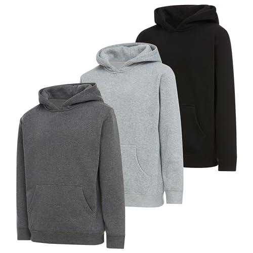 PURE CHAMP Boys Hoodies 3 Pack Fleece Pullover & Zip-Up Sweatshirts for Boys Kids Youth Plain Basic Everyday Wear Sizes 4-20
