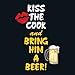 Attitude Aprons Fully Adjustable Kiss The Cook and Bring Him A Beer Apron-Black