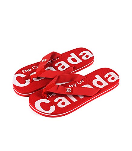 Robin Ruth - Red & White Country Of Canada Press Men Flip Flop