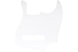 Musiclily 10 Hole JB Bass Pickguard for Fender US/Mexico Made Standard Jazz Bass, 1Ply White