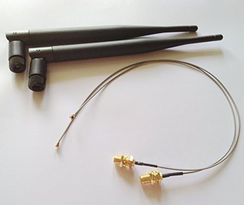 PORJET: New 2x6dBi RP-SMA Dual Band 2.4GHz 5GHz 2x35cm U.fl / IPEX Cable Antenna Mod Kit No Soldering for Mini Pci-e Wireless Routers &amp; Mini PCI-e Cards Network Extension PCI WiFi WAN Repeater