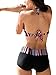 Zando Halter Bikini Set with Boyshort Push Up 2 Piece Swimsuit Bating Suit for Women Pink Black Stripe M (US Size= 4-6)