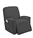 Stretch To Fit One Piece Lazy Boy Chair Recliner Slipcover, Stretch Fit Furniture Chair Recliner Cover With 3 Foam Pieces to Hid Extra Fabric, 4 ELASTIC STRAPS for Cover Stability (Grey/ Silver) primary