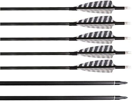 Kunzite 32 Inches Carbon Arrows with 4-Inch Feather Fletching Replaceable Points Hunting Arrows Targeting/hunting Arrows Spine 450 for Recurve Bow Longbow Hunting Bow