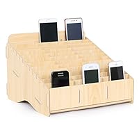 Loghot Wooden 36 Storage Compartments Multifunctional Storage Box for Cell Phones Holder Desk Supplies Organizer (Maple)