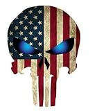 Punisher Blue Eyed American Flag Vinyl Cut Decal Sticker | Cars Trucks Vans Walls Laptop|5.5 In|KCD443
