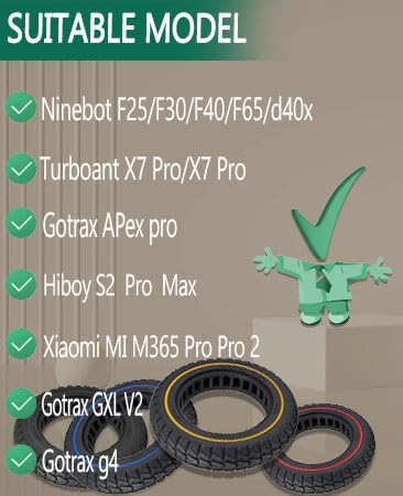 GLDYTIMES 10 Inch Off Road Tires, 10X2.125, 50/75-6.1 Solid Tire Replacement for Hiboy S2R Plus AOVOPRO ES80 Electric Scooter, 10x2/54-152 Honeycomb Tubeless Rubber Front Rear Tyre