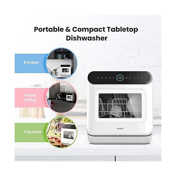 COMFEE-Mini-Plus-Dishwasher-TD305-W-Compact-Table-Top-Dishwasher-with-3-Place-Settings-7-Programmes-Touch-Control-LED-Display-Delay-Start-and-Off-peak-Wash-Function-White COMFEE' Mini Plus Dishwasher TD305-W Compact Table Top Dishwasher with 3 Place Settings, 7 Programmes, Touch Control…