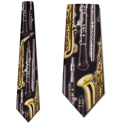 Woodwind Instruments Tie Mens Neckties by Three Rooker