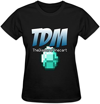 Luosha Women's Short Sleeve Dan TDM The Diamond Minecart Cotton O Neck T Shirt M Black