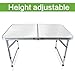 Folding Table, Outdoor Table Adjustable Height Camping Portable Folding Table Square Stainless Steel, Picnic Table Camping Lightweight with Extended Legs, Whitethumb 2