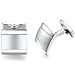 HONEY BEAR Square Cufflinks for Mens Steel Business Wedding Gift Silver
