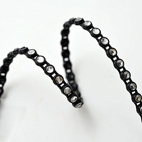 SS8 Glass 1 Row Rhinestone Banding Trim with Plastic Backing by 10 yards, Crystal/Black TR-11059