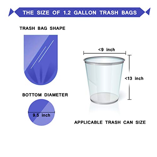 1.2 gallon trash can liners,Small clear Garbage Bags 300,Extra Strong 1 2 Gal Trash Bag,Fit 4.5-6 liters trash Bin Liners for Home Office Kitchen