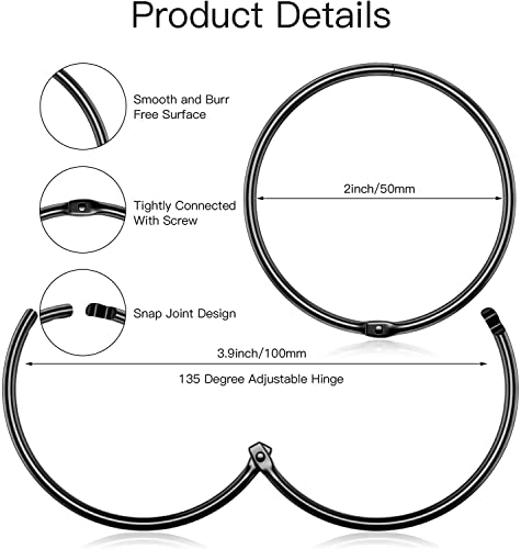 WEKIWGOT 24 Pcs Stainless Steel Shower Curtain Rings, Curtain Hooks, Easy to Install, with 50mm Inner Diameter, Suitable for Shower Curtains and Window Curtains (Silver)