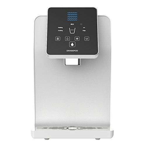 DRINKPOD Countertop Bottle Less Cooler Pro Series 1000 with Touch Controls, Ultra Violet Sterilization and Ultra +3 Filtration, Ice White UL / Energy Star Approved