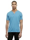 Kenneth Cole REACTION Men's Ss Eyelet Henley, Value Not Found, Blue Jay, Large