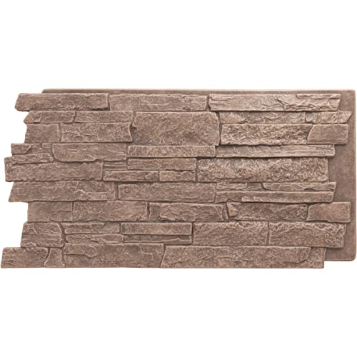 EverStone Acadia Ledge Faux Stone Panel, 49"W x 25 1/2"H x 1 1/4"D, North Hill…
