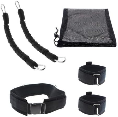 MAZIMARK--5Pcs Vertical Jump Trainer Leap Training Resistance Band Fitness Equipment Set (black)
