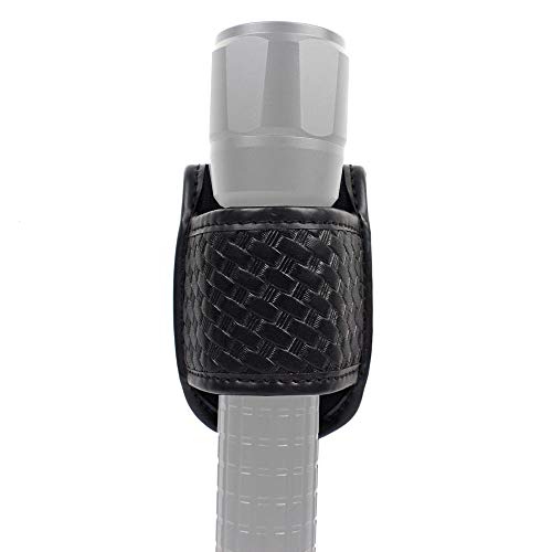ROCOTACTICAL Basketweave Open Top Compact Light Holder, Duty Belt Accessories-Flashlight Pouch Holster, Fits Standard D Cell Flashlights