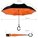 EEZ-Y Reverse Umbrella - Large, Inverted Umbrellas for Rain w/C-Shaped Non-Rust Handle for Men & Women, Windproof & Water Resistant - Orange