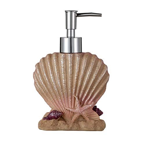 JYXR 5 Piece Bathroom Accessories Set, 3D Beach Style Bath Ensemble, Resin Bath Set Collection Features Liquid Soap…